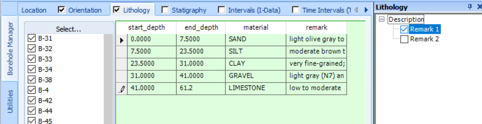 Remark 1 Contains the Lithology Description