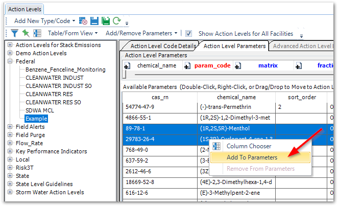 Pro-Action_Levels_Column_Chooser_Add_To_Parameters